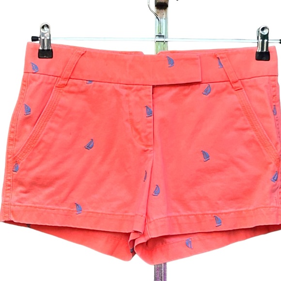 J.Crew Embroidered Sailboat Chino Zip Up Jean Short Size 2 - Picture 1 of 4